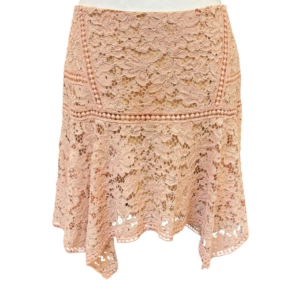 Veronica Beard Lace Handkerchief Hem Mini Skirt Blush Pink Size 6 Women’s